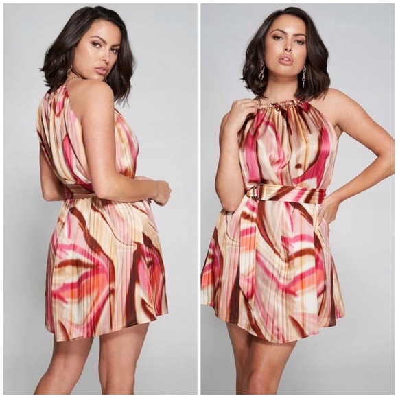 New GUESS BY MARCIANO  Silk Dress SZ L - Picture 1 of 10